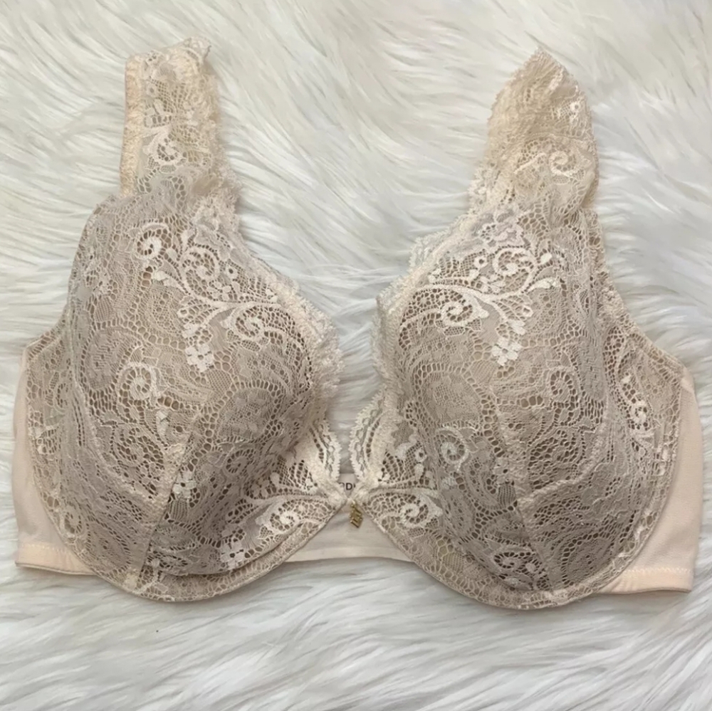 ThirdLove Bra Size 36F Lace Contour Plunge Underwire Lightly Lined Soft Pink